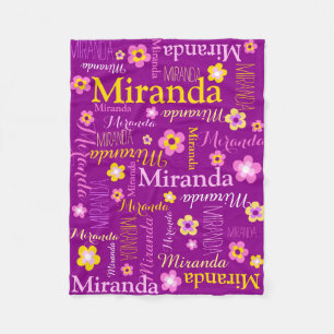Lila rosa gelbe Mädchen Miranda Namensdecke Fleecedecke