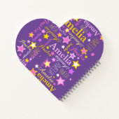 Lila, rosa gelbe Mädchen nennen Amelia-Sternen-Mus Notizblock (Rückseite)