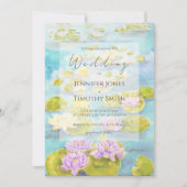 lila-rosa-gelbe Wasserlilie Wasserfarbe Einladung (Vorderseite)