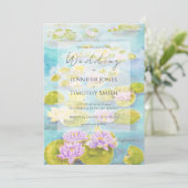 lila-rosa-gelbe Wasserlilie Wasserfarbe Einladung (Stehend Vorderseite)