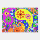 Lila rosa gelbfarbene Paisley Floral Geschenkpapier Set (Vorderseite)