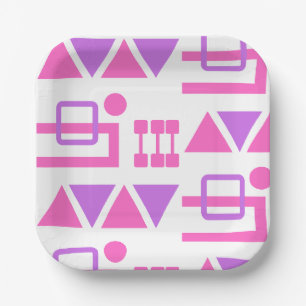 Lila Rosa Geo Muster Pappteller
