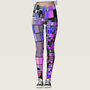 Lila rosa geometrische Kunst des blauen Schwarzen Leggings
