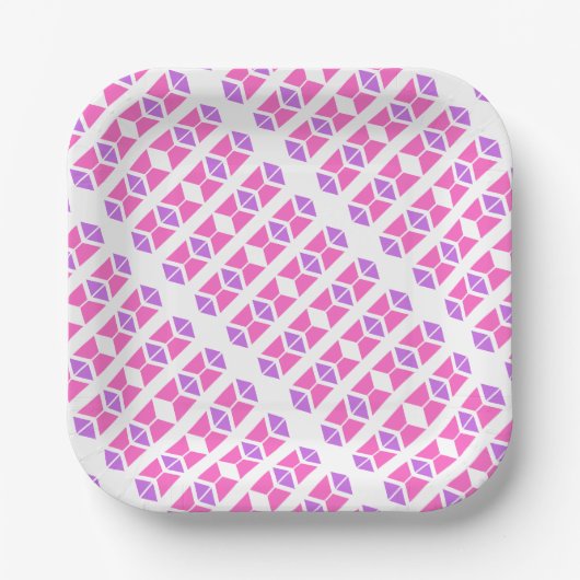 Lila rosa Geomuster Pappteller (Vorderseite)