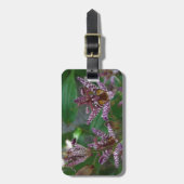 Lila, rosa gestreifte Orchidee wie Blume Gepäckanhänger (Vorderseite vertikal)