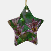 Lila, rosa gestreifte Orchidee wie Blume Keramikornament (Rechts)