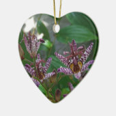 Lila, rosa gestreifte Orchidee wie Blume Keramikornament (Links)