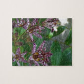 Lila, rosa gestreifte Orchidee wie Blume Puzzle (Horizontal)