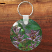 Lila, rosa gestreifte Orchidee wie Blume Schlüsselanhänger (Vorderseite)