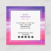 Lila rosa gestrichen Abstrakt QR Code Social Media Quadratische Visitenkarte (Rückseite)