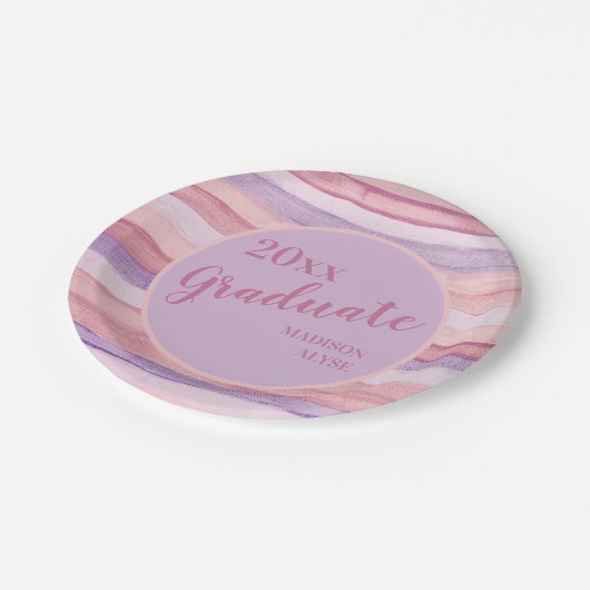 Lila, rosa gestrichene Abschluss-Klasse Pappteller (Schrägansicht)