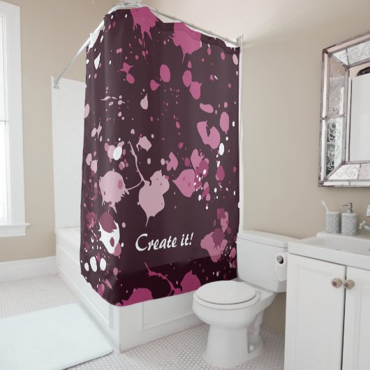 Lila, rosa gestrichene Spritzer-Splash-Drops Duschvorhang (Beispiel)