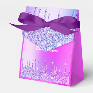 Lila Rosa Glitter-Geschenkboxen Personalisierter T Geschenkschachtel