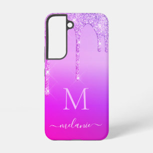 Lila Rosa Glitter Ihr Name Buchstabe Personalisier Samsung Galaxy Hülle
