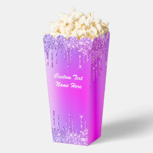 Lila Rosa Glitter-Popcorn-Boxen mit individuellem  Geschenkschachtel
