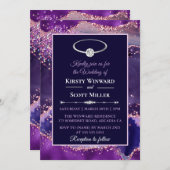 Lila Rosa Glitzer Agate Hochzeit Einladung (Vorne/Hinten)
