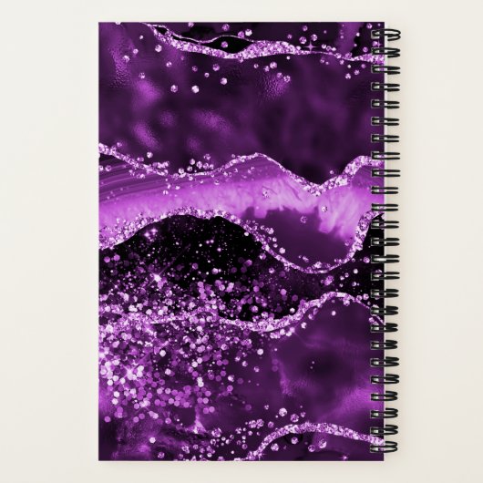 Lila rosa Glitzer-Agate-Marmor-Monogramm Notizblock (Rückseite)