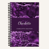 Lila rosa Glitzer-Agate-Marmor-Monogramm Notizblock (Vorderseite)