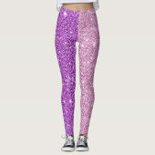 Lila+Rosa Glitzer Athleisure Yoga keucht Leggings (Vorderseite)