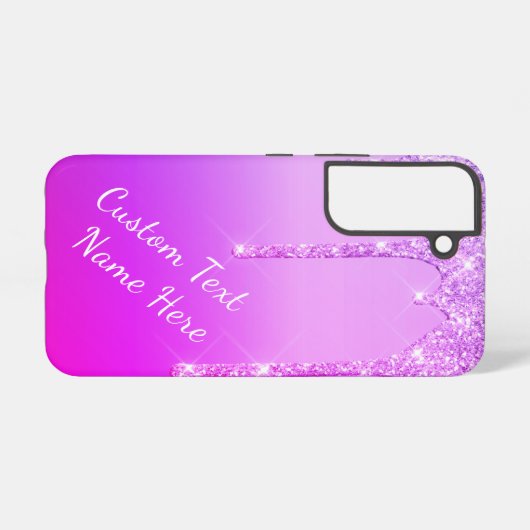 Lila rosa Glitzer Benutzerdefinierter Text Ihr Nam Samsung Galaxy Hülle (Rückseite (Horizontal))