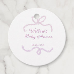 lila rosa glitzer bogen baby shower name datum ele geschenkanhänger