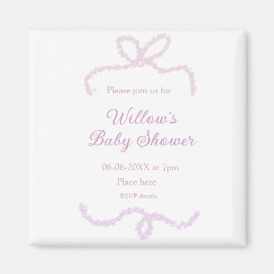 lila rosa glitzer bogen baby shower name datum ele magnet
