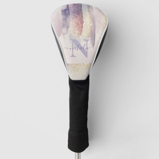 lila Rosa Glitzer Funkelname Golf Headcover (Vorderseite)