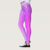 Lila rosa Glitzer Funkelnd Tropfen Leggings (Links)