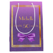 Lila rosa Glitzer Mittlere Geschenktüte (Vorderseite)