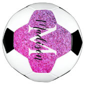 Lila rosa Glitzer Ombre Monogram Personalisiert Fußball (Gedreht)