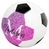 Lila rosa Glitzer Ombre Monogram Personalisiert Fußball (Dreiviertel)