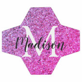 Lila rosa Glitzer Ombre Monogram Personalisiert Fußball (Flach)