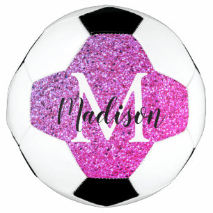 Lila rosa Glitzer Ombre Monogram Personalisiert Fußball