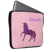 Lila rosa Glitzer Sparkle Einhorn Girl's Laptopschutzhülle (Vorne Rechts)