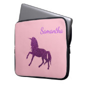 Lila rosa Glitzer Sparkle Einhorn Girl's Laptopschutzhülle (Vorderseite Links)