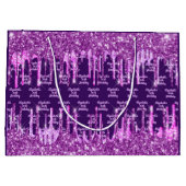 Lila-rosa-Glitzer-Tropfen Geburtsname Große Geschenktüte (Rückseite)