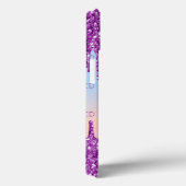 Lila-rosa-Glitzer-Tropfen holografisches Monogramm Case-Mate iPhone Hülle (Rückseite / Rechts)