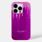 Lila Rosa Glitzer Tropfen Namensskript Case-Mate iPhone Hülle (Rückseite)