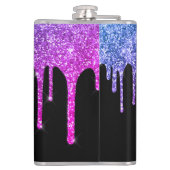 Lila-Rosa-Glitzer-Tropfen Sparklogramm Flachmann (Rückseite)