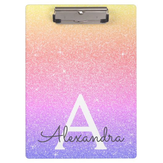 Lila-rosa-Glitzer- und Sparkymnastikschule Klemmbrett (Vorderseite)