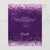 Lila rosa Glitzer weißes Kleid Danke Budget Flyer (Hinten)