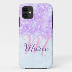 Lila rosa glitzernder Stern Monogramm Buchstabe Te Case-Mate iPhone Hülle