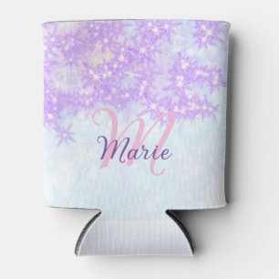 Lila rosa glitzernder Stern Monogramm Buchstabe Te Dosenkühler