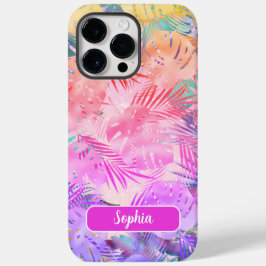 Lila Rosa-Gold-Aquamarine tropische Blätter, Skrip Case-Mate iPhone 14 Pro Max Hülle