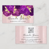 Lila-Rosa-Gold-Blume Logo-Event-Planner QRCode Visitenkarte (Vorne/Hinten)