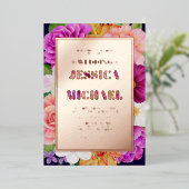 Lila Rosa Gold Blumenzwiebeldetails Folieneinladung (Stehend vorne)