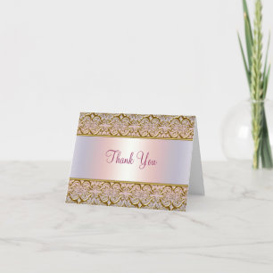 Lila Rosa Gold Damast Dankeskarten Dankeskarte