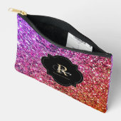 Lila Rosa Gold Glitzer Funkeln Name Monogramm Zubehörtasche (Offen)