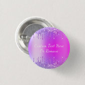 Lila Rosa-Gold-Glitzer-Tropfen - Ihr Text Button (Vorne & Hinten)