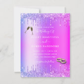 Lila Rosa Gold Tropfen Hochzeitskarte Mitteilungskarte (Vorderseite)